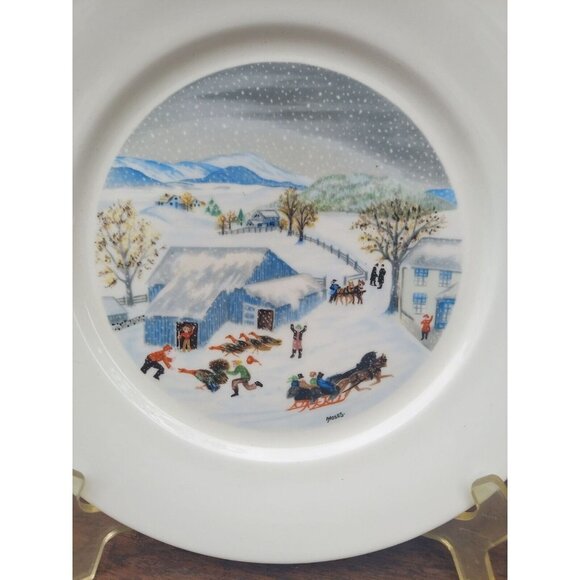 Atlas China Ltd 1st Edition Grandma Moses Catching the Thanksgiving Turkey Plate - Picture 2 of 3